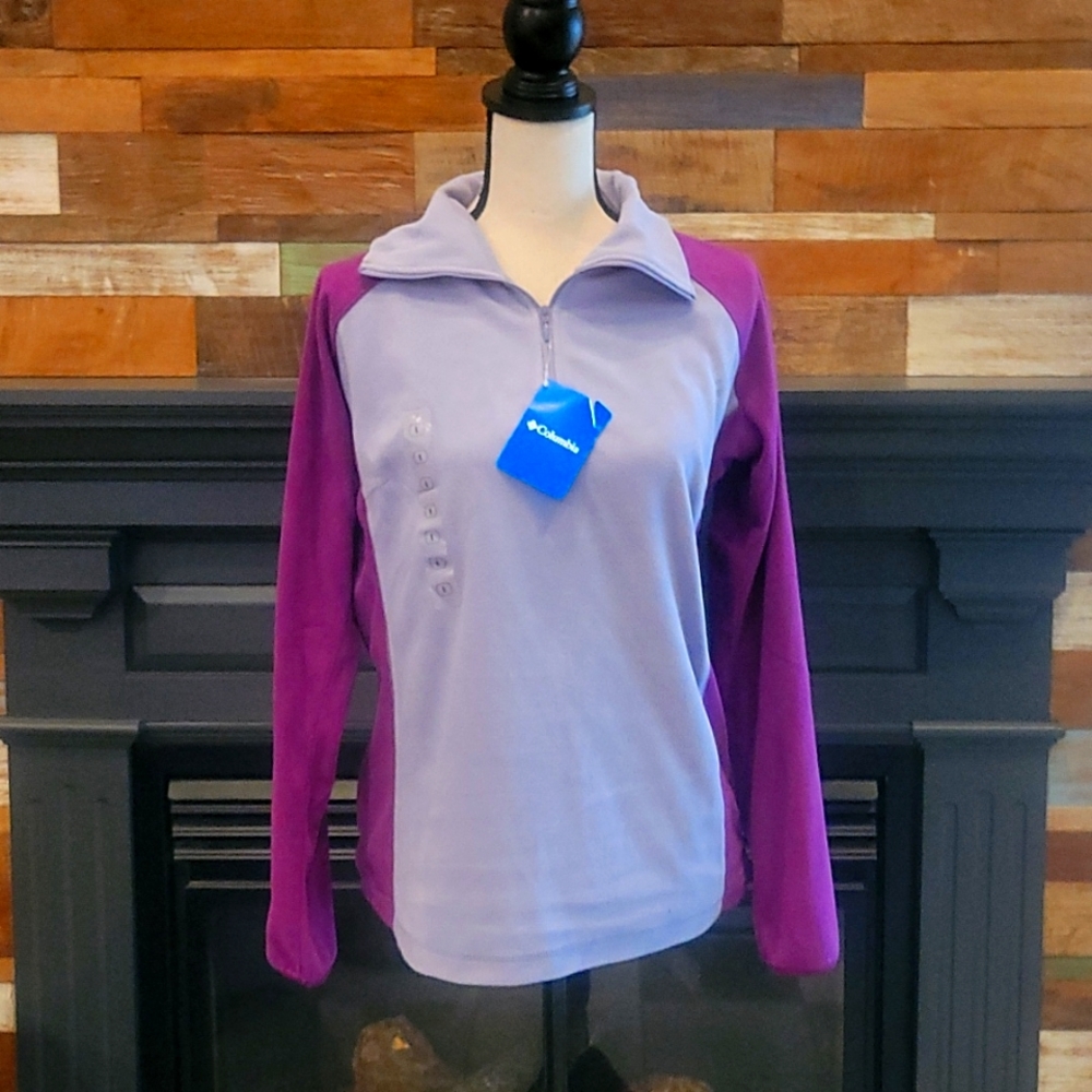 Columbia fleece pullover in multi tone purple. Size Large, fits like a Medium.